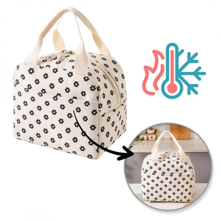 Geantă termică pentru alimente LUNCH BOX margarete 26x21x18cm PJM45