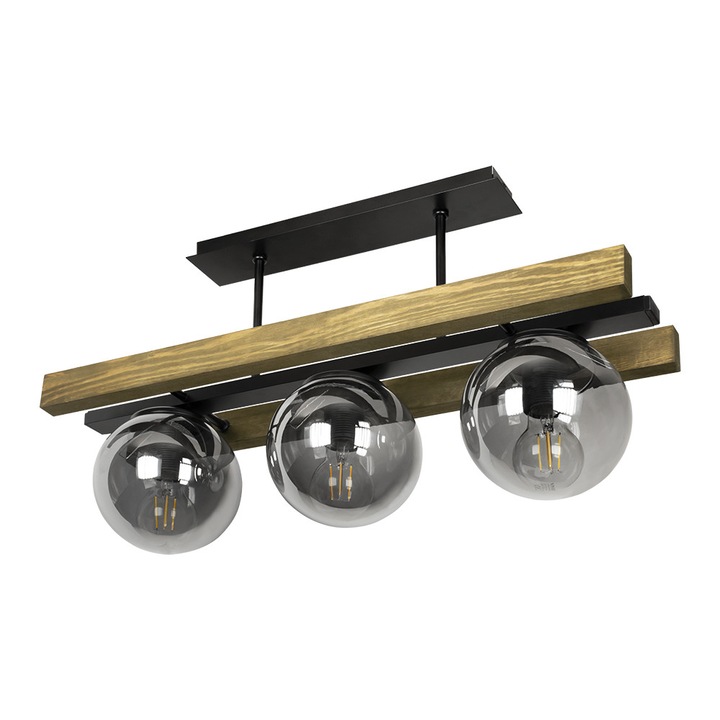 Plafonieră Lightstyle Brava, 3xE27, Nuc/Gri