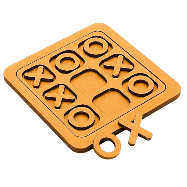 Set joc X si O din MDF, 20x20cm, realizat prin taiere laser