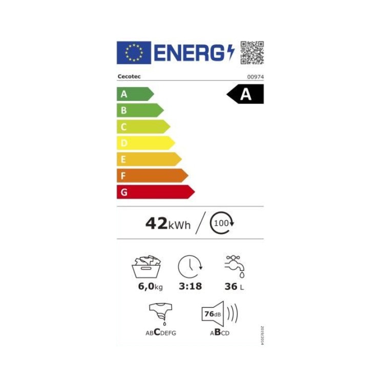Masina de spalat rufe Cecotec, Bolero DressCode 6150 Inverter A, 6 kg, 1000 RPM, 12 programe prestabilite, functie SteamMax, functie Drum Clean, tehnologie Inverter Plus, design modern, picioare ajustabile, alb