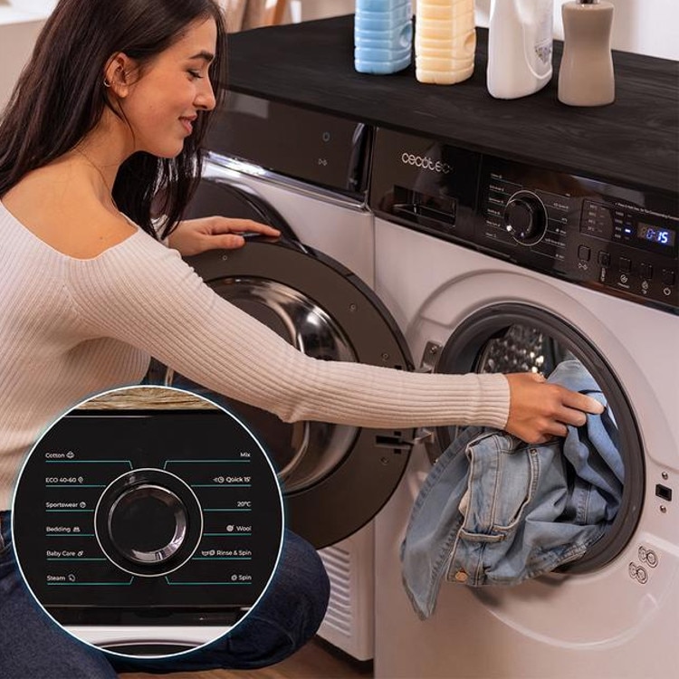 Masina de spalat rufe Cecotec, Bolero DressCode 6150 Inverter A, 6 kg, 1000 RPM, 12 programe prestabilite, functie SteamMax, functie Drum Clean, tehnologie Inverter Plus, design modern, picioare ajustabile, alb