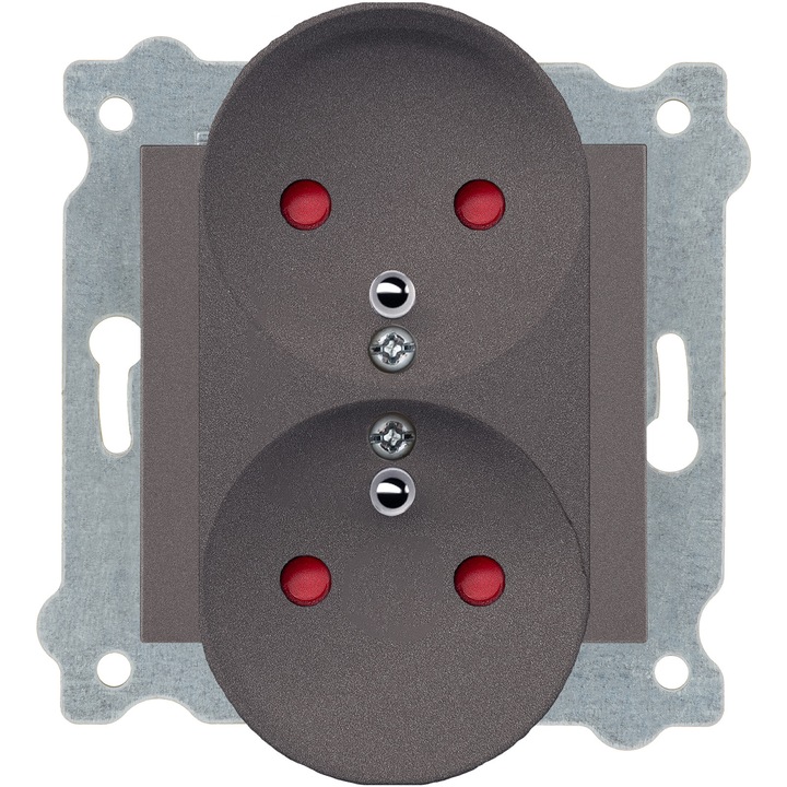 Priza dubla cu impamantare (tip E) si obturatoare pentru circuitul electric Mocha 248/15E EXEN