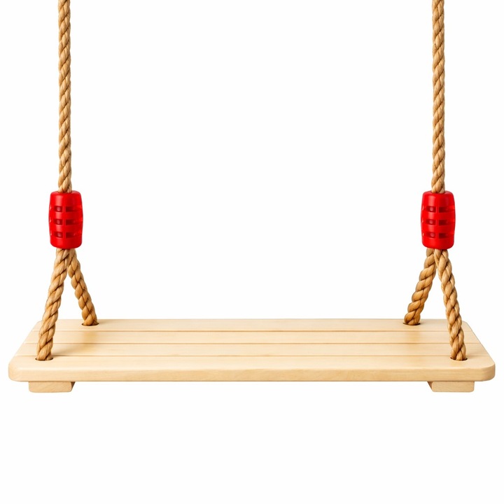 Детска Дървена Люлка GINGER HOME за Двор с Въжета – Натурално Дърво, 33 см