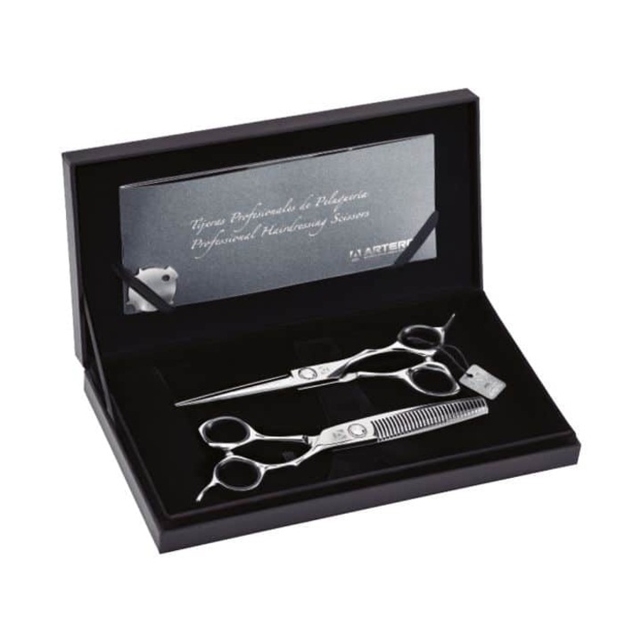 Set foarfeca de filat + foarfeca de barbierit Heritage 6", Artero, otel VG10, ergonomic