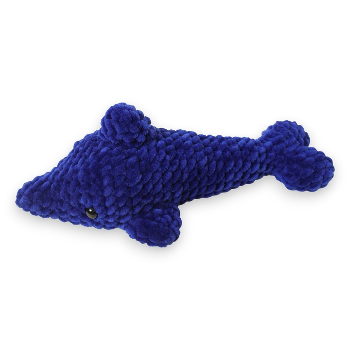 Jucarie delfin crosetat din fir de plus, Mirinka, realizata manual, 26 cm