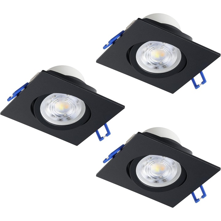 Set 3 Spoturi LED Incastrate EGLO Saliceto Aluminiu Argintiu