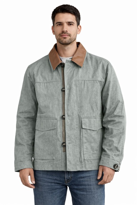 Geacă bărbați, Zara, denim, gri, mărime S/M