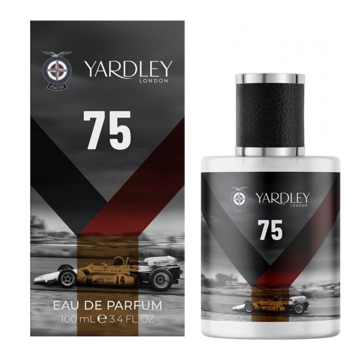 Férfi parfüm (EDP), YARDLEY, BRM 75, 100 ml, limitált kiadás, citrusos, bőrös, fás és borostyán jegyek
