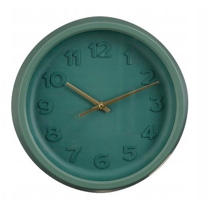 Edelman falióra, kerek, 27 cm, hordózöld, dombornyomott számokkal és arany mutatókkal