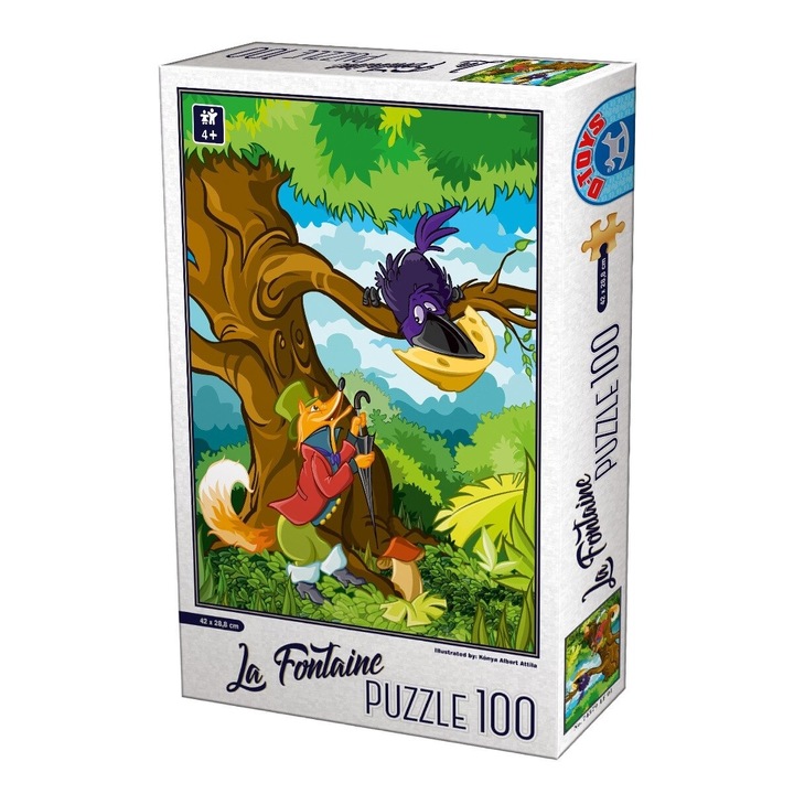 Oktató puzzle, Róka és a holló, 100 darab, Gyermekeknek, Többszínű