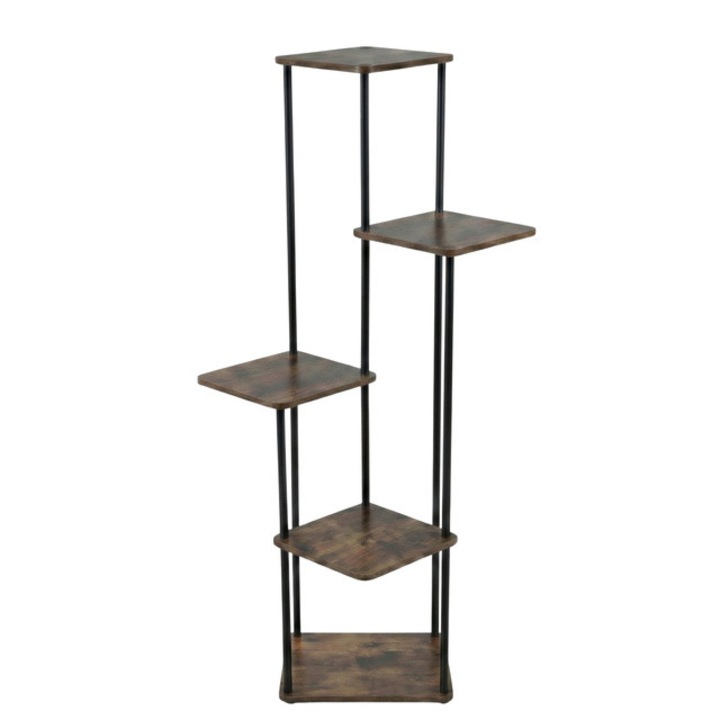 Suport de flori inalt pentru 5 flori RIMOZA, 30 x 30 x 106 cm, maro inchis - maro inchis