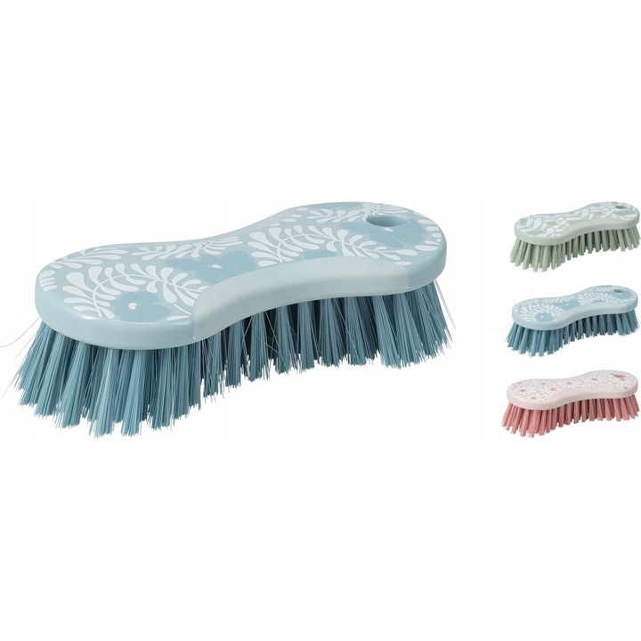 Perie de curatare Koopman, perie de frecat universala din PP cu peri PET, ergonomica, cu imprimeu frunze IML, Multicolor, 1 buc, 16 cm
