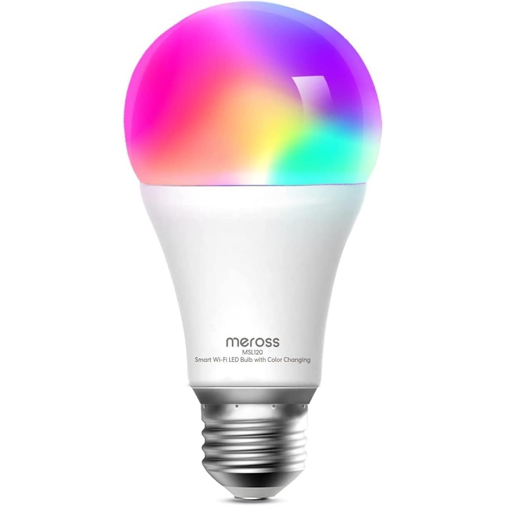 Bec LED Inteligent Meross RGBWW, control vocal, Wi-Fi, E27, 2700K-6500K