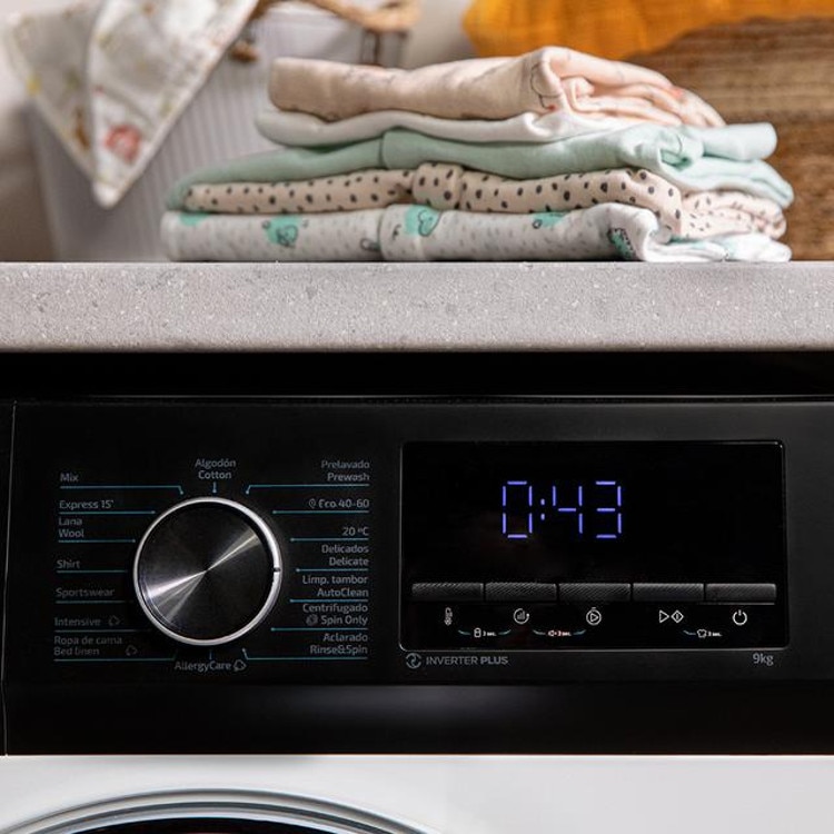 Masina de spalat rufe Cecotec, Bolero DressCode 8500 Inverter A, 8 kg, 1400 RPM, 16 programe prestabilite, functie SteamMax, functie Drum Clean, AllergyCare, tehnologie Inverter Plus, tambur Pearl, finisaj cromat, design modern, picioare ajustabile, alb