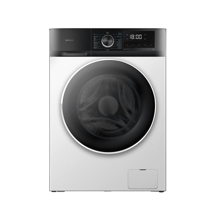 Masina de spalat rufe Cecotec, Bolero DressCode 8500 Inverter A, 8 kg, 1400 RPM, 16 programe prestabilite, functie SteamMax, functie Drum Clean, AllergyCare, tehnologie Inverter Plus, tambur Pearl, finisaj cromat, design modern, picioare ajustabile, alb
