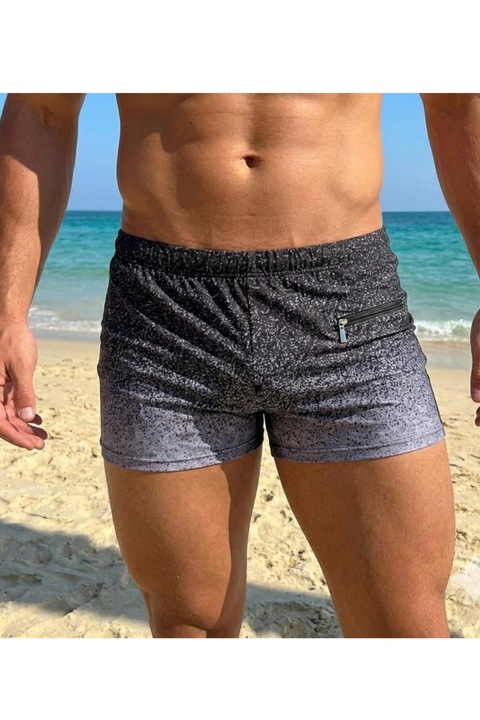 Slip de baie barbati boxeri, inchidere cu snur si buzunar gri Q320 14369, Gri