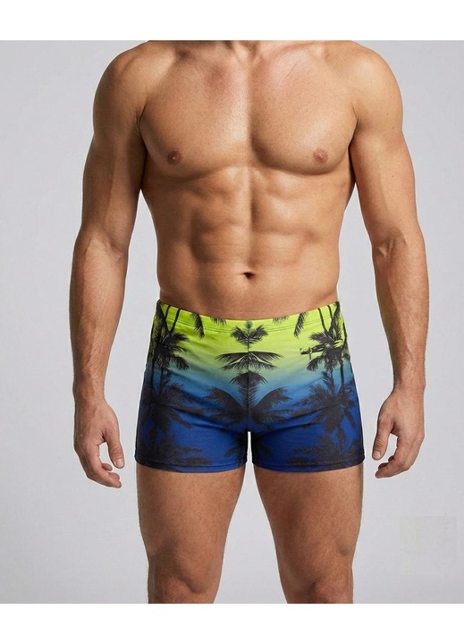 Slip de baie barbati boxeri, inchidere cu snur si buzunar bleumarin/neon q321 14379, Gri