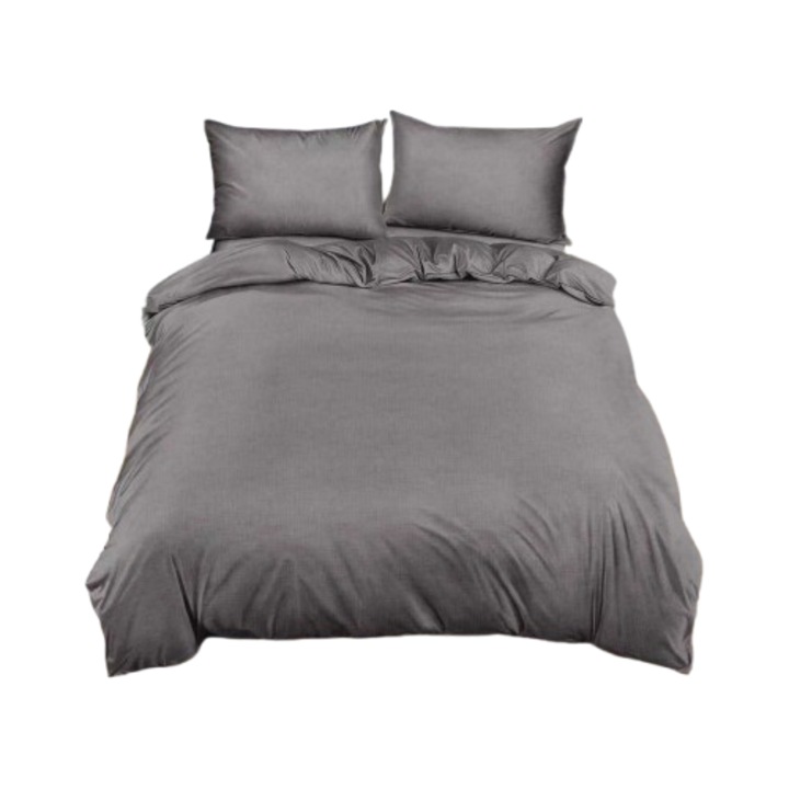 4 részes gumis lepedő, 2 személyes, 180x200 cm, sötétszürke