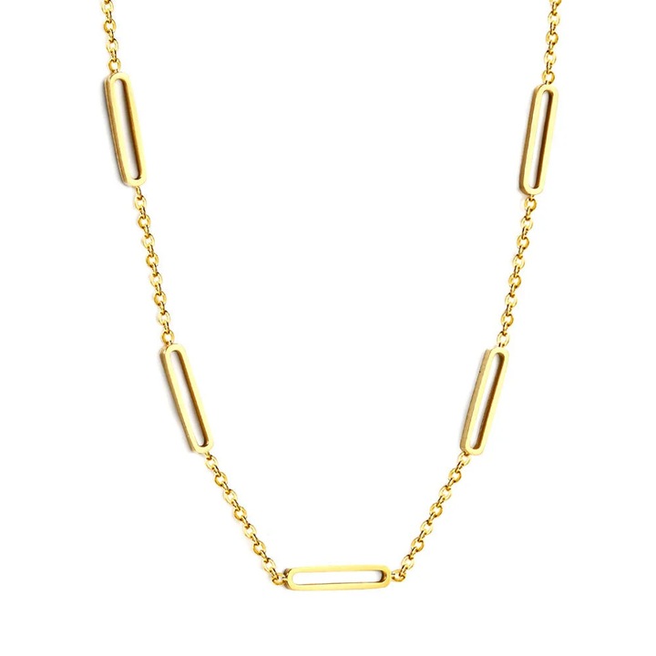 Colier auriu, din otel inoxidabil, suflat cu aur 18k, cu piese minimaliste, Karin C1