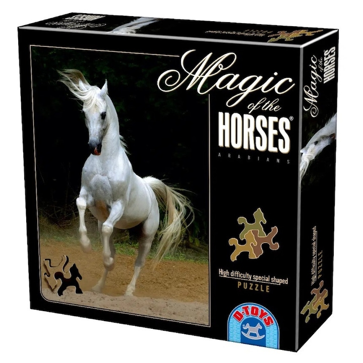 Különleges ló alakú puzzle, Magic of the Horses, 239 darab, Gyerekeknek, Fehér