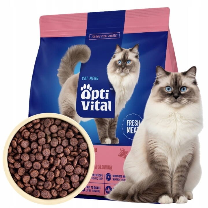 Hrana Uscata pentru Pisici OptiVital cu Vita pentru Pisici Adulte 300 g