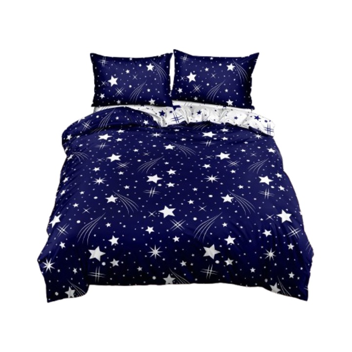 4 részes ágynemű, gumis, 2 személyes 180x200 cm, csillagos ég mintával