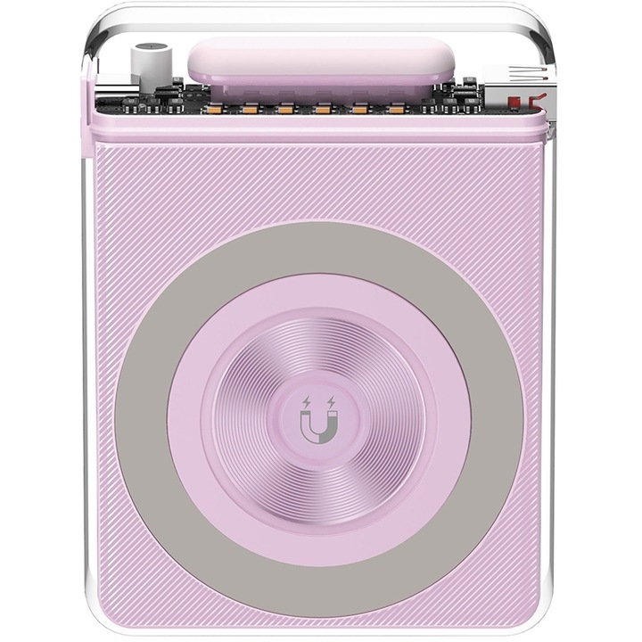 Baterie externa XO PR226 10000mAh, transparenta, incarcare rapida, violet