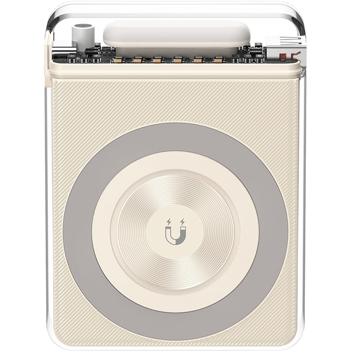 Baterie externa XO, 10000mAh, incarcare rapida, magnetica, crem