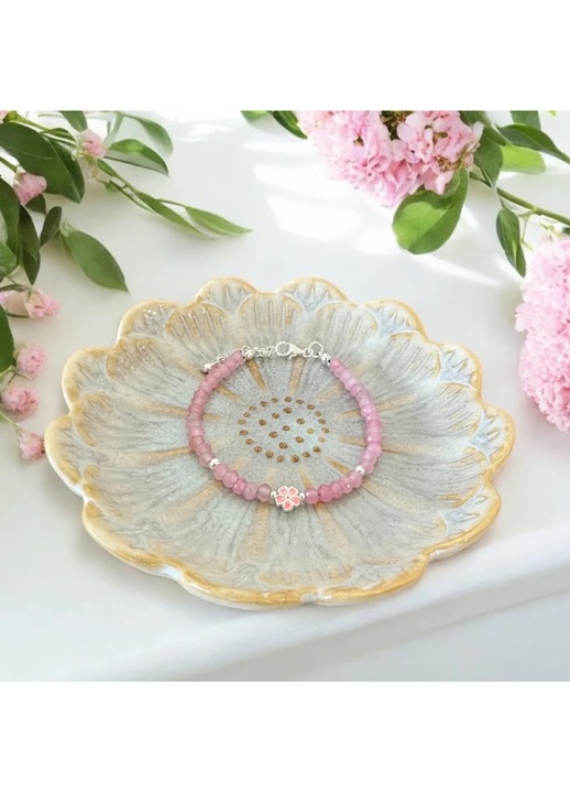 Bratara argint eleganta Anita din cristale de Jad Roz si accesorii din argint 925