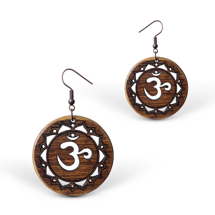 Cercei amuleta din Lemn - Chakra Coroanei Sahasrara
