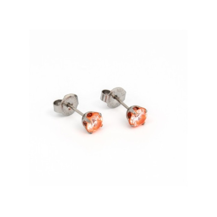 Cercei SENSITIVE neon portocaliu, otel chirurgical, 5 mm, include dispozitiv piercing