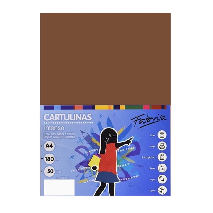 Carton color A4 180gr/mp maro intens Fabrisa 15468, 50 coli/top