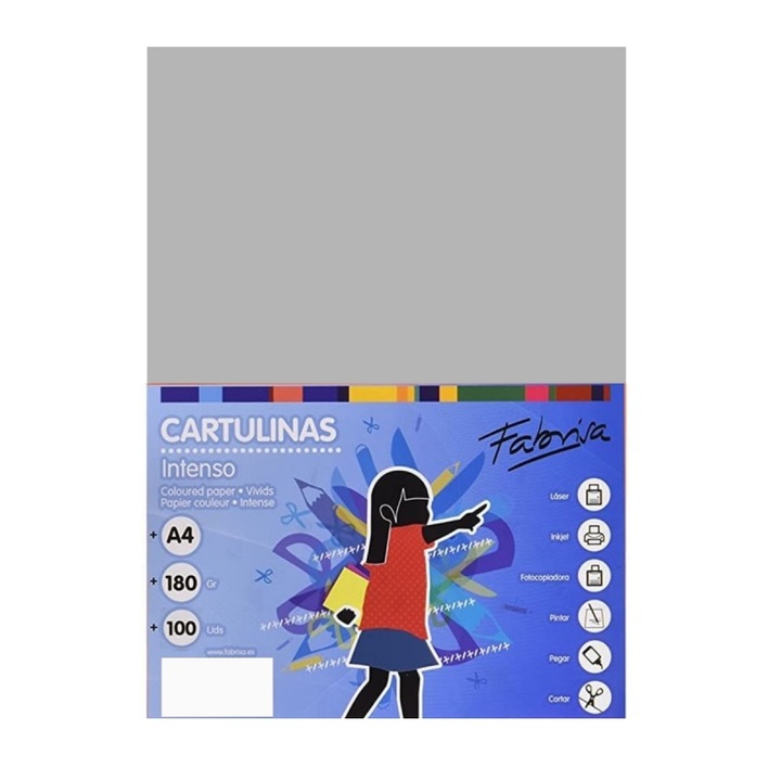 Carton color A4 180gr/mp gri intens Fabrisa 15491, 100 coli/top
