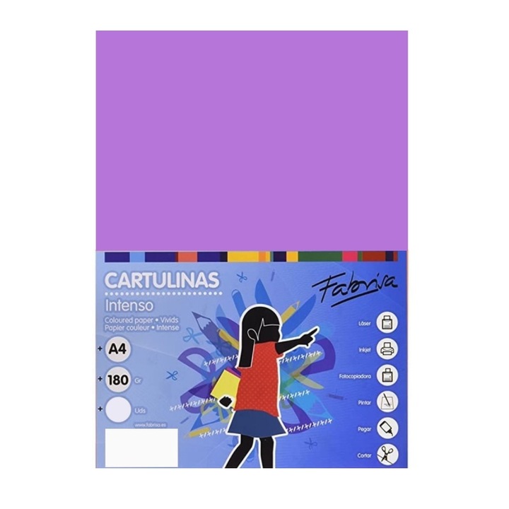 Carton color A4 180gr/mp lila intens Fabrisa 15524, 250coli/top