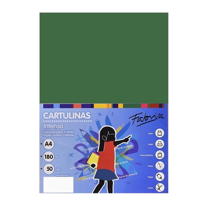 Carton color A4 180gr/mp verde sparanghel intens Fabrisa 15469, 50 coli/top