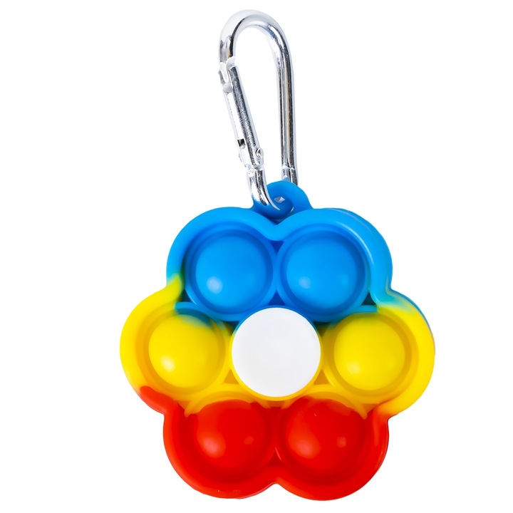 Jucărie senzorială antistres tip spinner, curcubeu, 6 cm, cu POP IT