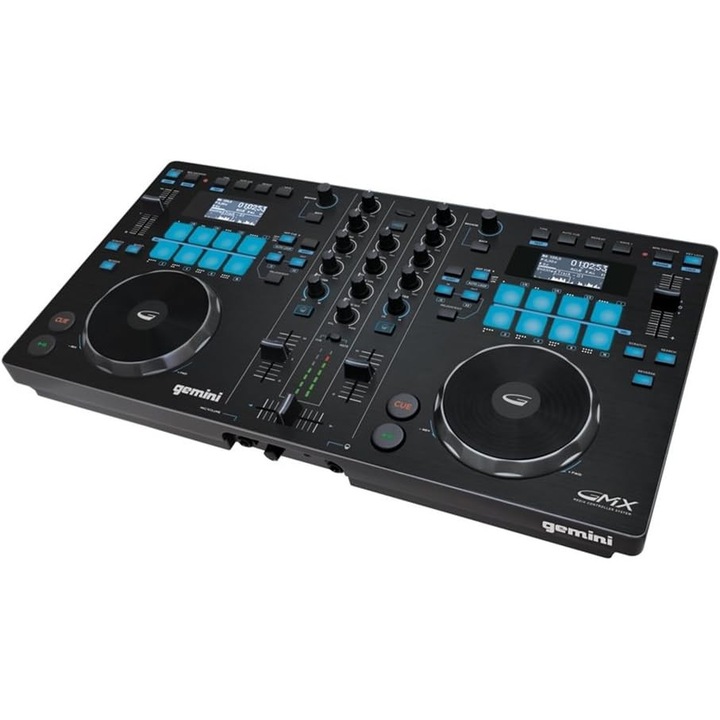 Controler DJ Gemini GMX, 2 canale, interfata audio 24-bit, USB, cu display waveform