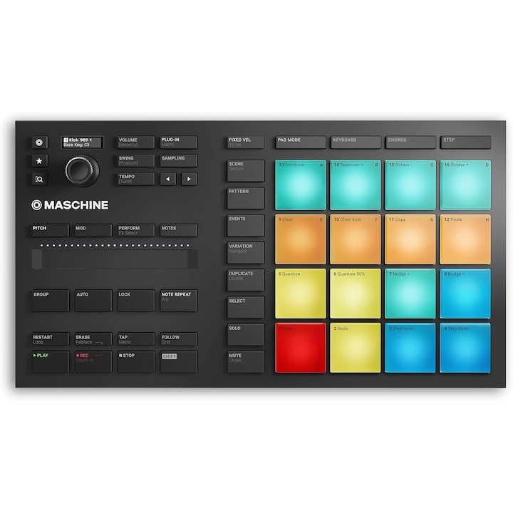 Controller MIDI Native Instruments Maschine Mikro MK3, 16 pad-uri RGB, USB, Software inclus, Negru
