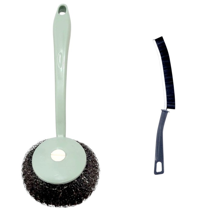 Set perii de curățare, lungime 23cm, ergonomic, plastic nedeformabil, pentru spații mici și vase