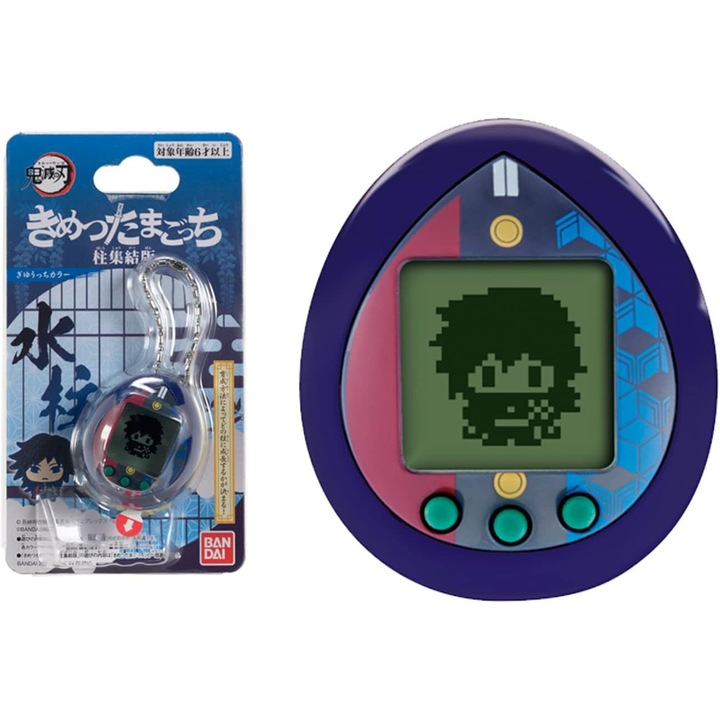 Tamagotchi Nano Demon Slayer Giyu Tomioka, jucărie interactivă, 3 mini-jocuri, plastic, 6 ani