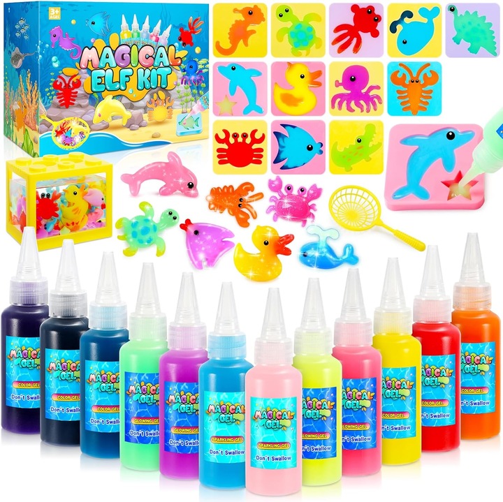 Set Joc Interactiv Wootoyz - Geluri Magice Acvatice, 12 Creaturi Luminoase, Multicolor, 4+ ani