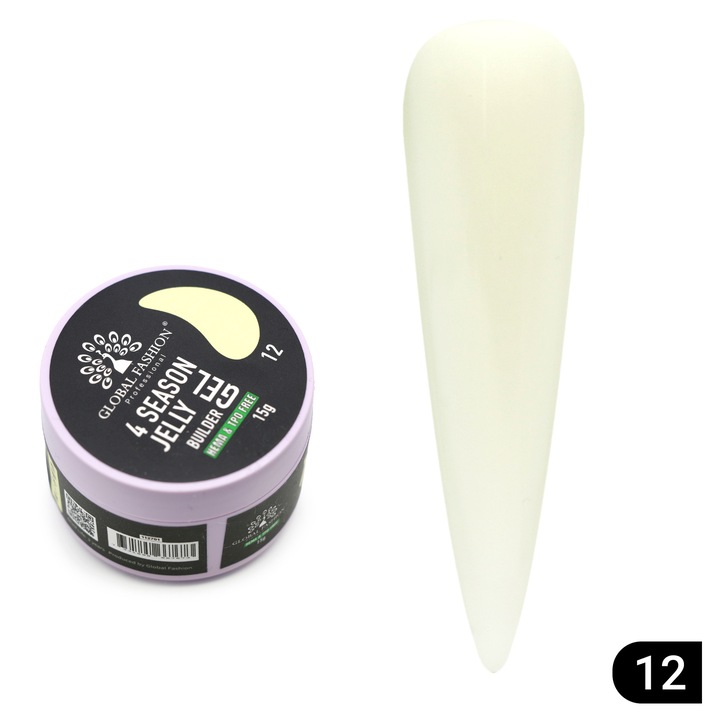 Gel pentru modelarea unghiilor 4 Season Jelly Builder Gel, Global Fashion, 15 g, semi-transparent, UV/LED