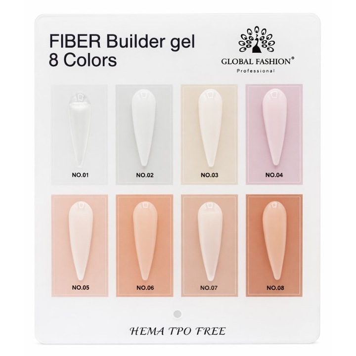 Gel Constructor UV Fiber Builder Gel 02, Global Fashion, 15 g, rezistență ridicată, stabilitate structurală