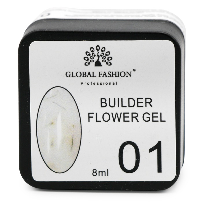 UV гел за моделиране на нокти, Global Fashion, Flower Builder Gel, 8 гр, многоцветен