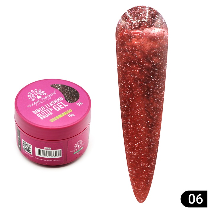 Gel UV pentru modelarea unghiilor, Global Fashion, Disco Flashing Glitter, glitter, 15g