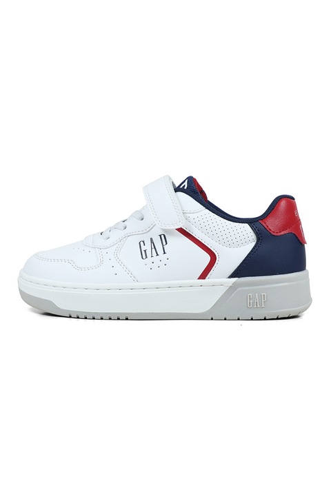 GAP, Pantofi sport de piele ecologica cu logo, Rosu/Alb/Bleumarin