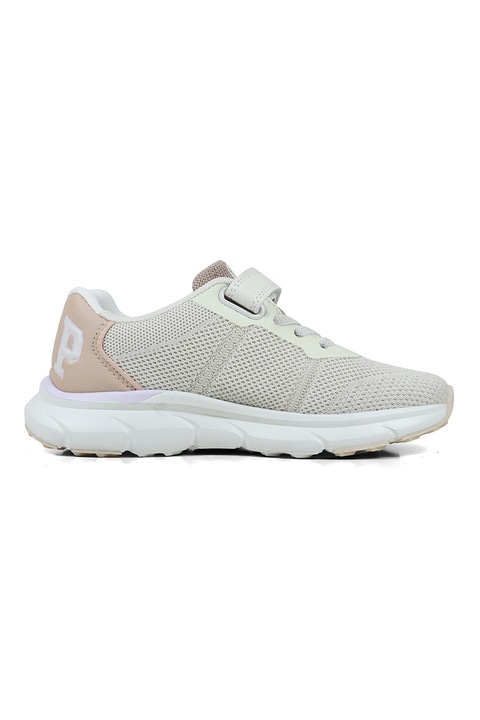 GAP, Pantofi sport din material textil cu garnituri de piele ecologica, Piersica, Alb murdar, 30 EU