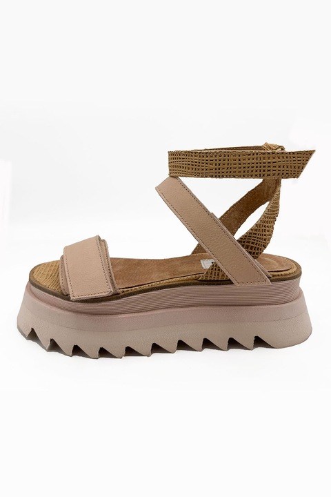 unudoitrei, Sandale flatform de piele, Maro deschis