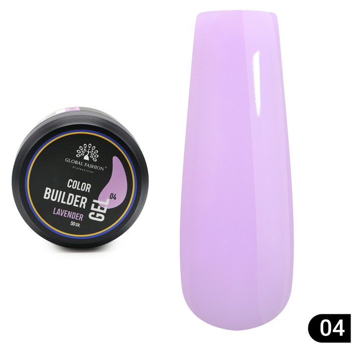 Gel UV pentru modelarea unghiilor, Global Fashion, Color Builder Gel 04, lavandă, 50 g
