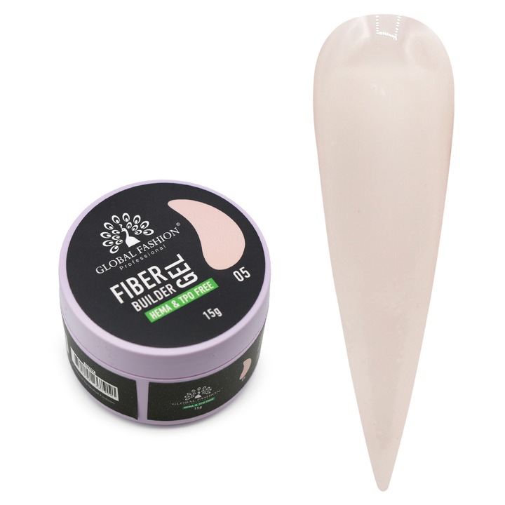 Конструктивен гел Fiber Builder Gel 05, Global Fashion, 15 гр, подсилен с влакна, UV
